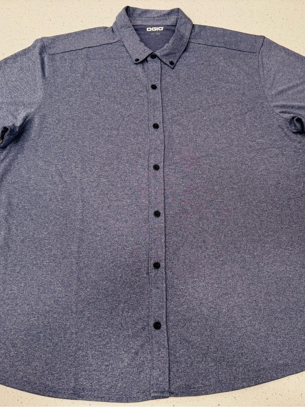 OGIO Men's Heathered Navy Button-Down Casual Shirt